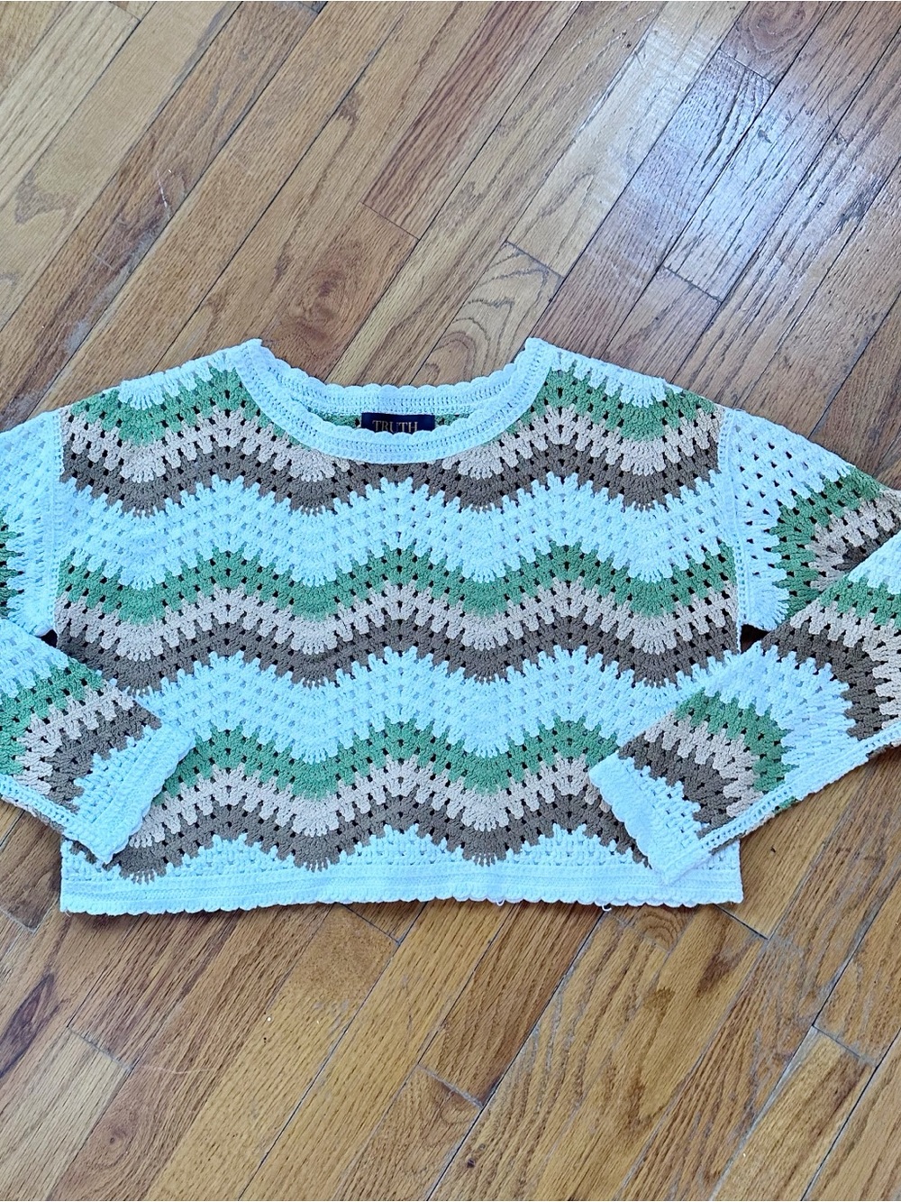 Crochet Zigzag Crop Sweater by Truth by Republic